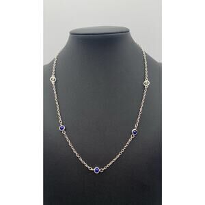 Vintage Sarah Coventry Silver Tone W Blue Cabochons 1977 Jamie Necklace